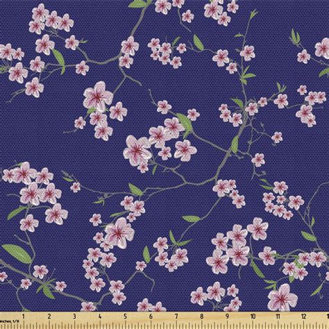 Japanese Upholstery Fabric By The Yard Blooming Sakura Cherry Branches