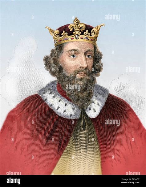 Alfred The Great King Of Wessex 800s Ad Hand Colored Woodcut Stock