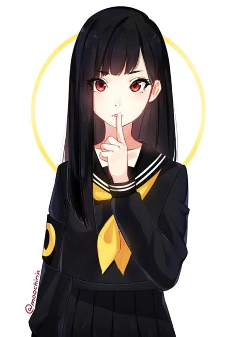 Hoodie Long Black Hair Anime Girl