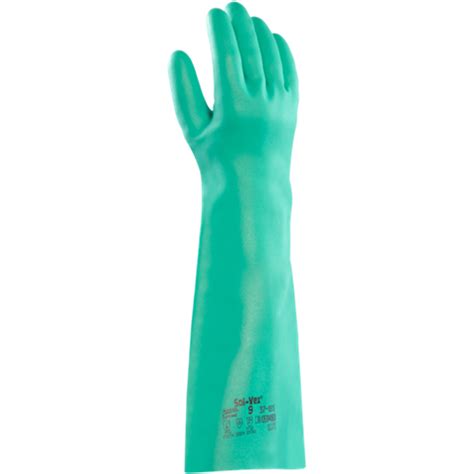 Ansell Solvex 37 185 Green Nitrile Chemical Gloves 18 Elbow Length