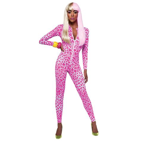 Nicki Minaj Womens Costume Pink Giraffe Super Bass Video Sexy Outfit Jumpsuit Ebay