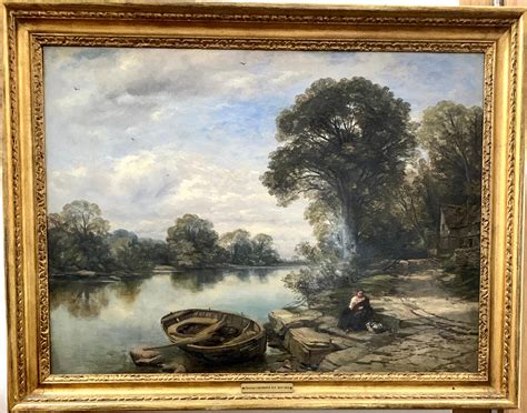 Thomas Creswick 19th Century Antique English River Landscape With