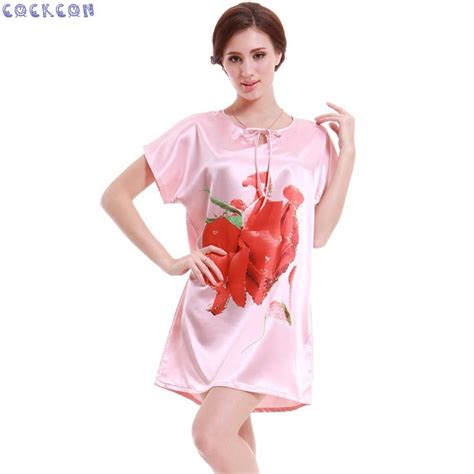 Cockcon Big Size Women Nightgown 2017 Top Promotion Summer Faux Silk