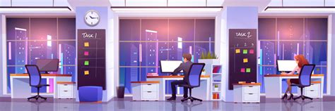 Chaos In Workplace Sleepy Lazy Unorganized Vector Image