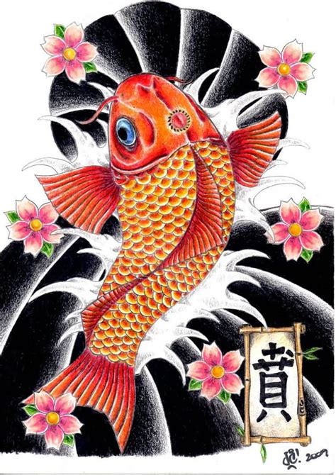 Yellow Koi Fish Famous Japanese Graphic Tattoo Design Koi Fish