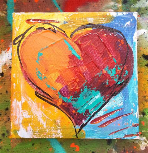 Heart Painting 6x6 Pinturas Cuadro De Corazon Cuadros Pintura