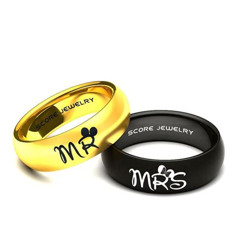 Mickey Mouse Ring Minnie Mouse Ring 2 Piece Couple Set 14k Yellow
