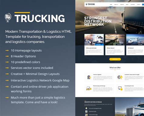 Trucking Transportation And Logistics Html Template Company Profile