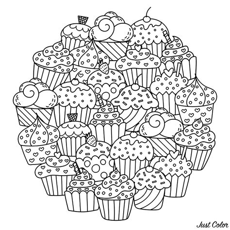 See more ideas about cupcake cakes, cake, cake decorating. Circle cupcakes - Cupcakes Adult Coloring Pages