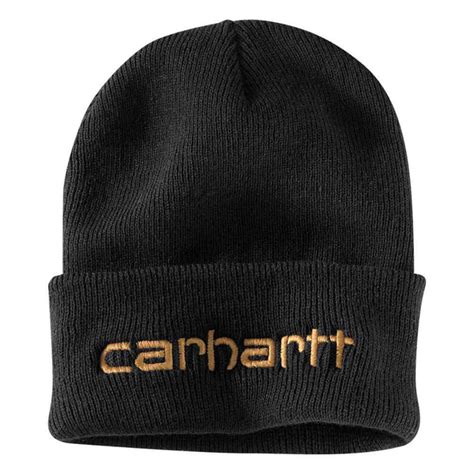 Carhartt Knit Cuff Logo Beanie In Black 104068 001 Black Gliks