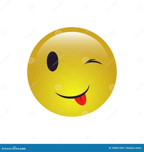 Winking Smiley Face Emoji Icon Stock Vector Illustration Of Cartoon