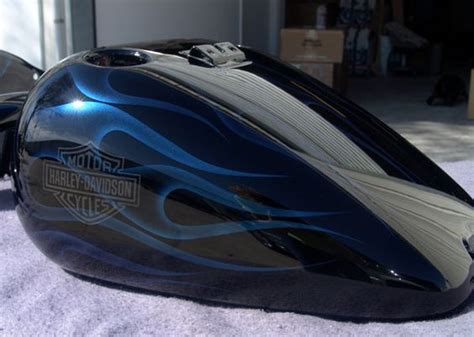 Black Blue Pearl Ghost Flames Motorcycle Painting Custom Motorcycle