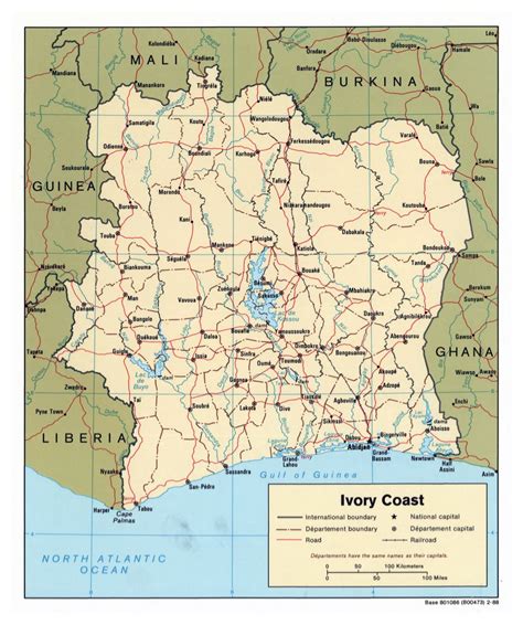 Large Scale Political And Administrative Map Of Cote Divoire With