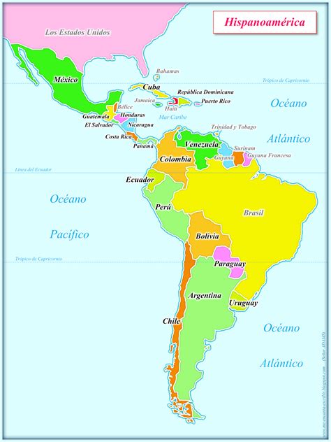 Me Encanta Escribir En Español Mapa De Hispanoamérica