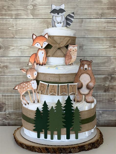 Included with the diapers are: Woodland Diaper Cake Kit-Woodland Baby Shower | Etsy in ...