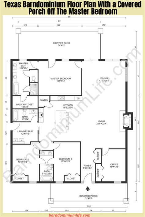 Texas Barndominium Floor Plan With A Covered Porch Barndominium Floor