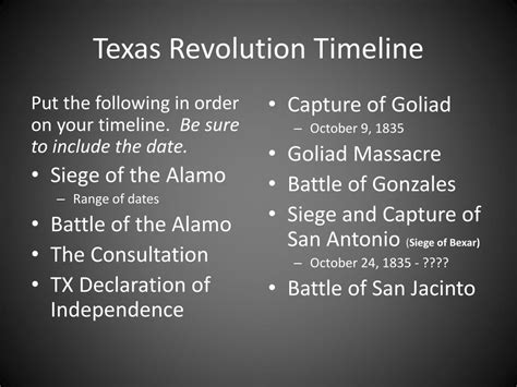 Ppt Texas Revolution Timeline Powerpoint Presentation Free Download