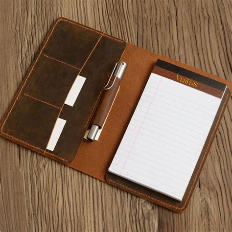 Personalized Leather Notebook Journal Refillable 5x8 Legal Pad Cover