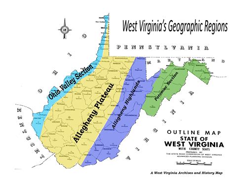 A Map Of West Virginia Showing The Regions