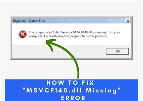 How To Fix Msvcp140dll Missing Windows 10 Error Studytonight