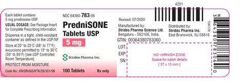 Prednisone 5 Mg Tablet Bottle 100 Tablets Merit Pharmaceutical