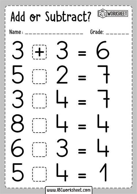 Easy Addition And Subtraction Worksheet