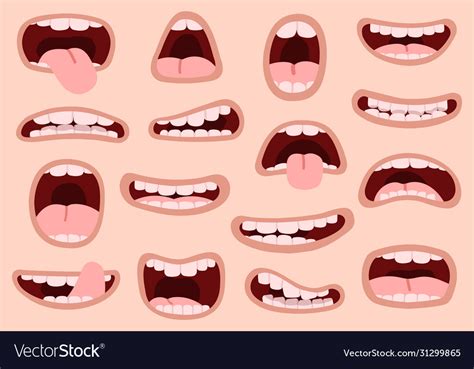Funny Cartoon Mouths Comic Hand Drawn Mouth Vector Image