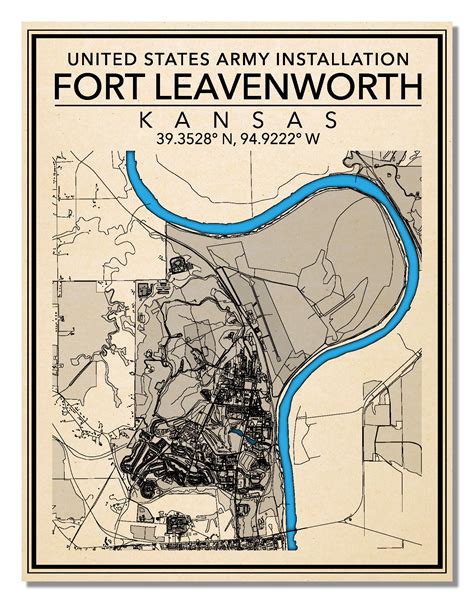 Wall Art Map Print Of United States Army Fort Leavenworth Etsy