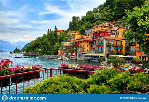 Varenna, Italy. Picturesque Town At Lake Como. Stock Image - Image of ...