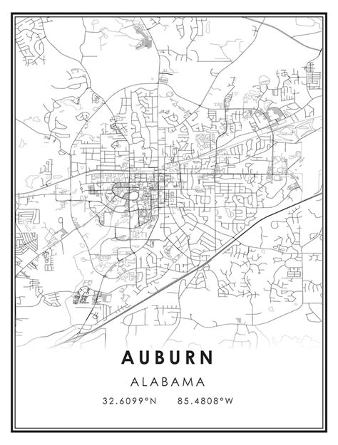 Auburn Map Print Poster Canvas Auburn Alabama City Map Print Etsy