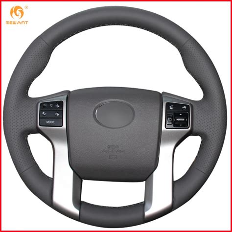 Mewant Dark Gray Genuine Leather Steering Wheel Cover For Toyota Land