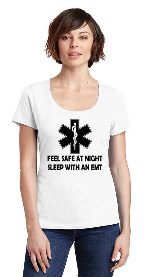 Ladies Feel Safe At Night Sleep With Emt Scoop Tee Paramedic Sex Shirt