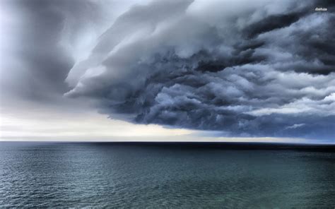 Storm Clouds Over The Ocean Beach Hd Desktop Wallpaper Sky Wallpaper