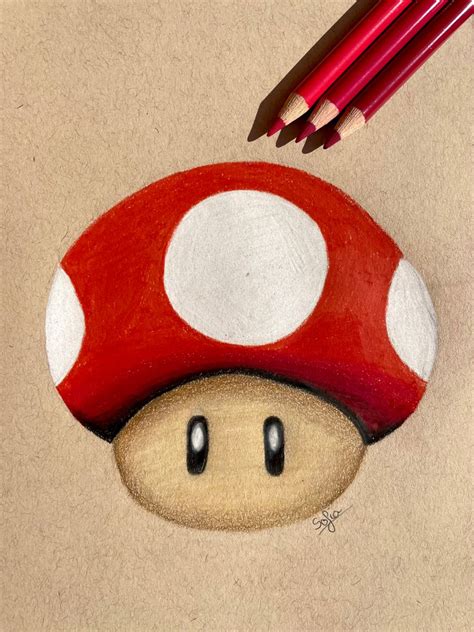 Mario Mushroom Drawing Colored Pencil Artwork Ideas Art Drawings