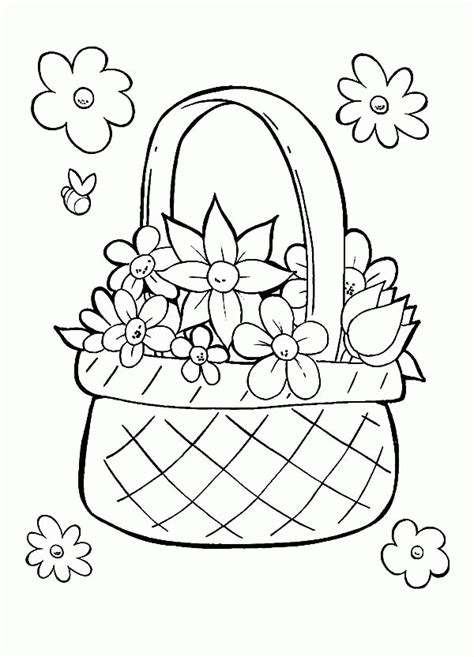 Flower Basket Coloring Page Printable Coloring Pages