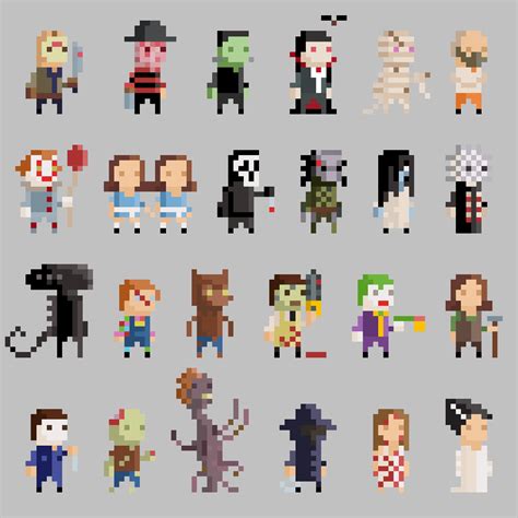 Pixel Art Fun With The Scariest Iconic Movie Characters Horror Nightmare Friday Dracula