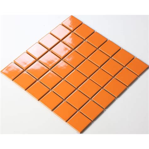 Glazed Porcelain Orange Mosaic Tiles Wall 48mm Ceramic Tile Brick