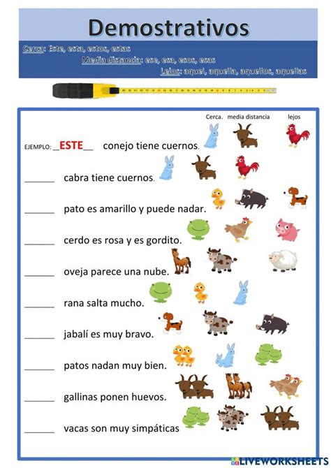 Ejercicio Pdf Online De Demostrativos Para A2 Aprender Español Adjetivos Demostrativos