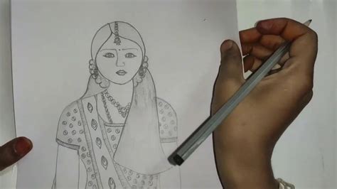 How To Draw A Beautiful Girl👸 Indian Culture Youtube
