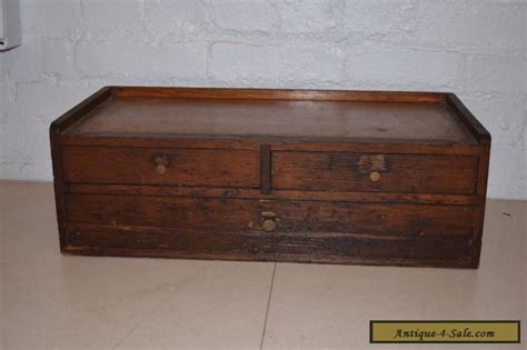 Vintage Oak Table Top Desk Top 3 Drawer Storage Cabinet For Sale In