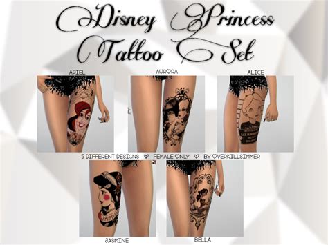 Disney Princess Tattoo Set Available For Female Only 5 Different