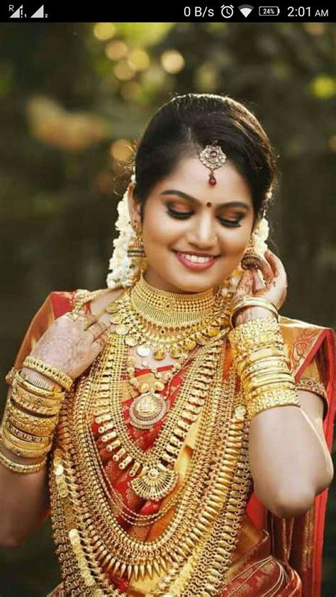 Kerala Bridetraditional Red Kancheevaram With Gold Jewellery Kerala