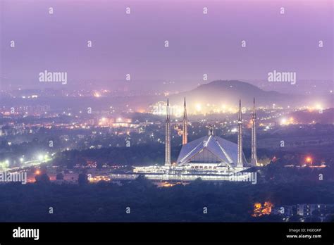Aerial View Of Faisal Mosque From Margalla Hills In Islamabad Pakistan