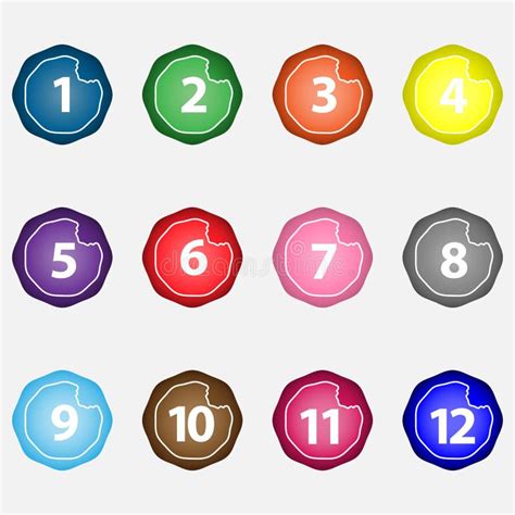 Set Of Buttons With Numbers Stock Vector Illustration Of Digit