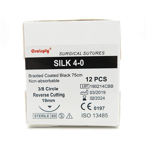 Dental Sutures Silk 4 0 Braided Coated Black 75cm With Needles 38