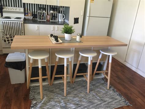 Ikea hack kitchen island 2x cube bookshelves $80.00 Ikea light wood