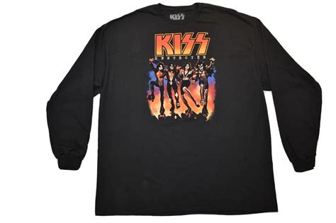 Kiss Mens Kiss Destroyer Cover Paul Ace Peter Gene Black Ls Shirt