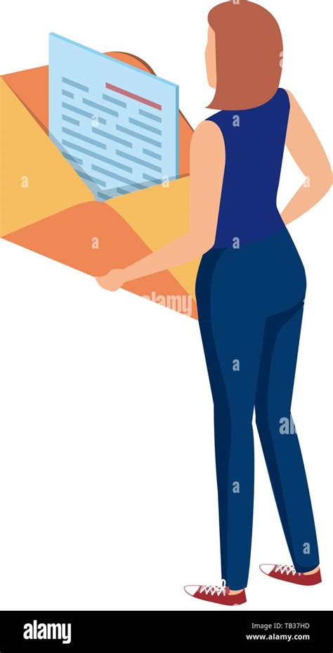 Young Woman Lifting Envelope Mail Send Stock Vector Image And Art Alamy