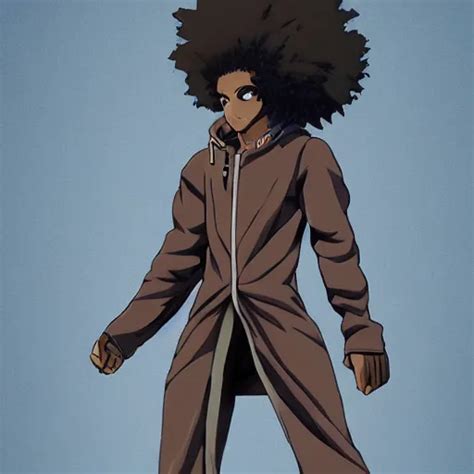 Cool Brown Skinned Anime Character With Afro Hair Stable Diffusion