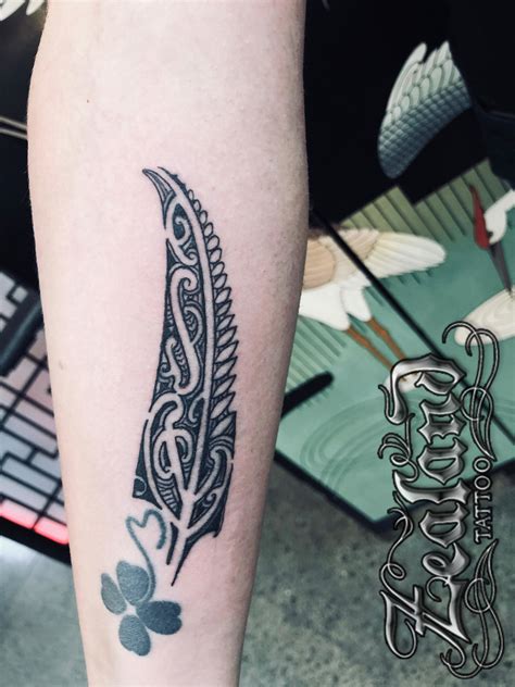 Silver Fern Maori Kiwiana Forearm Tattoo Zealand Tattoo